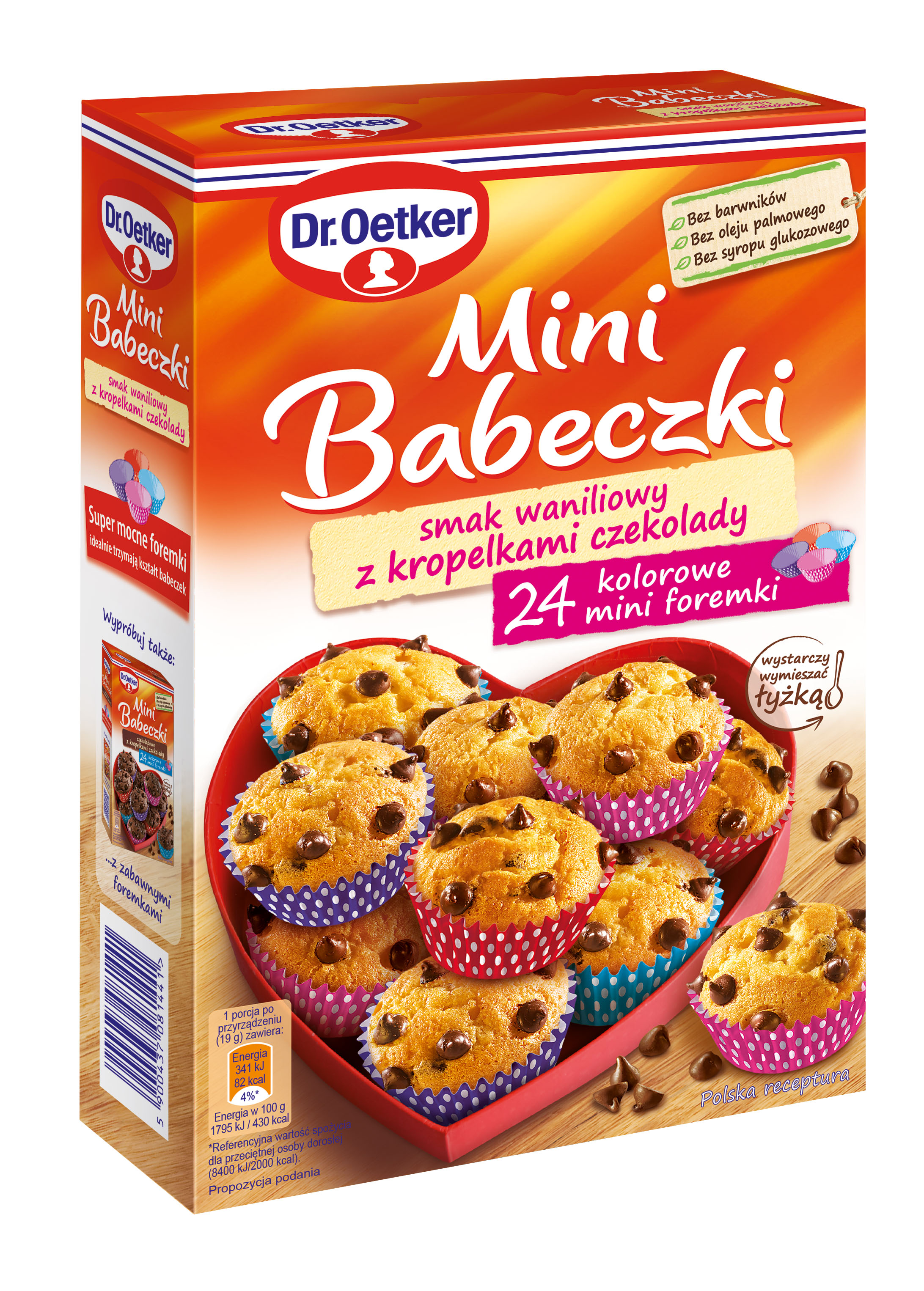Dr. Oetker Mini Babeczki smak waniliowy z kropelkami czekolady 250 g