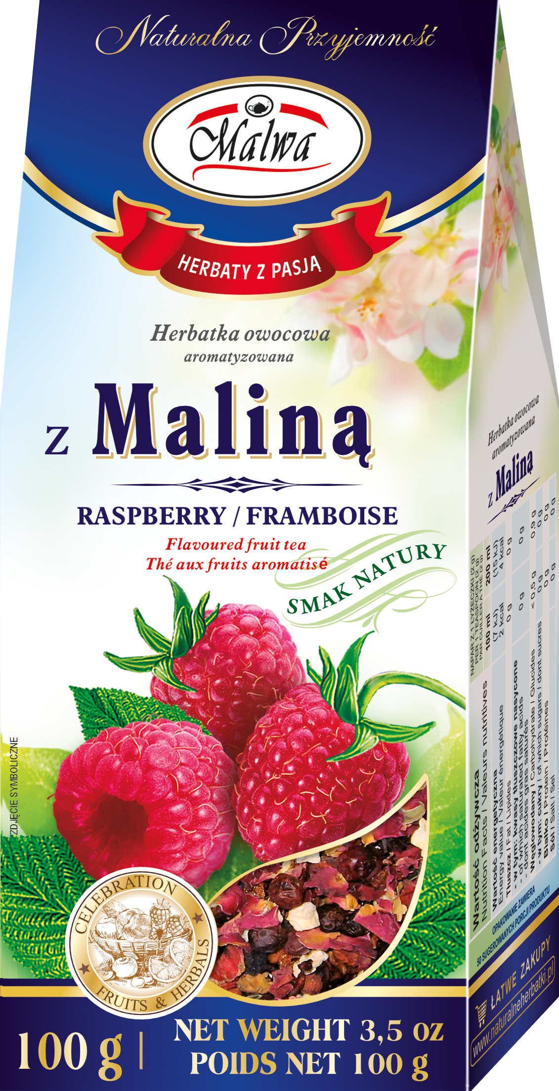 Malwa Herbatka owocowa aromatyzowana z maliną 100g