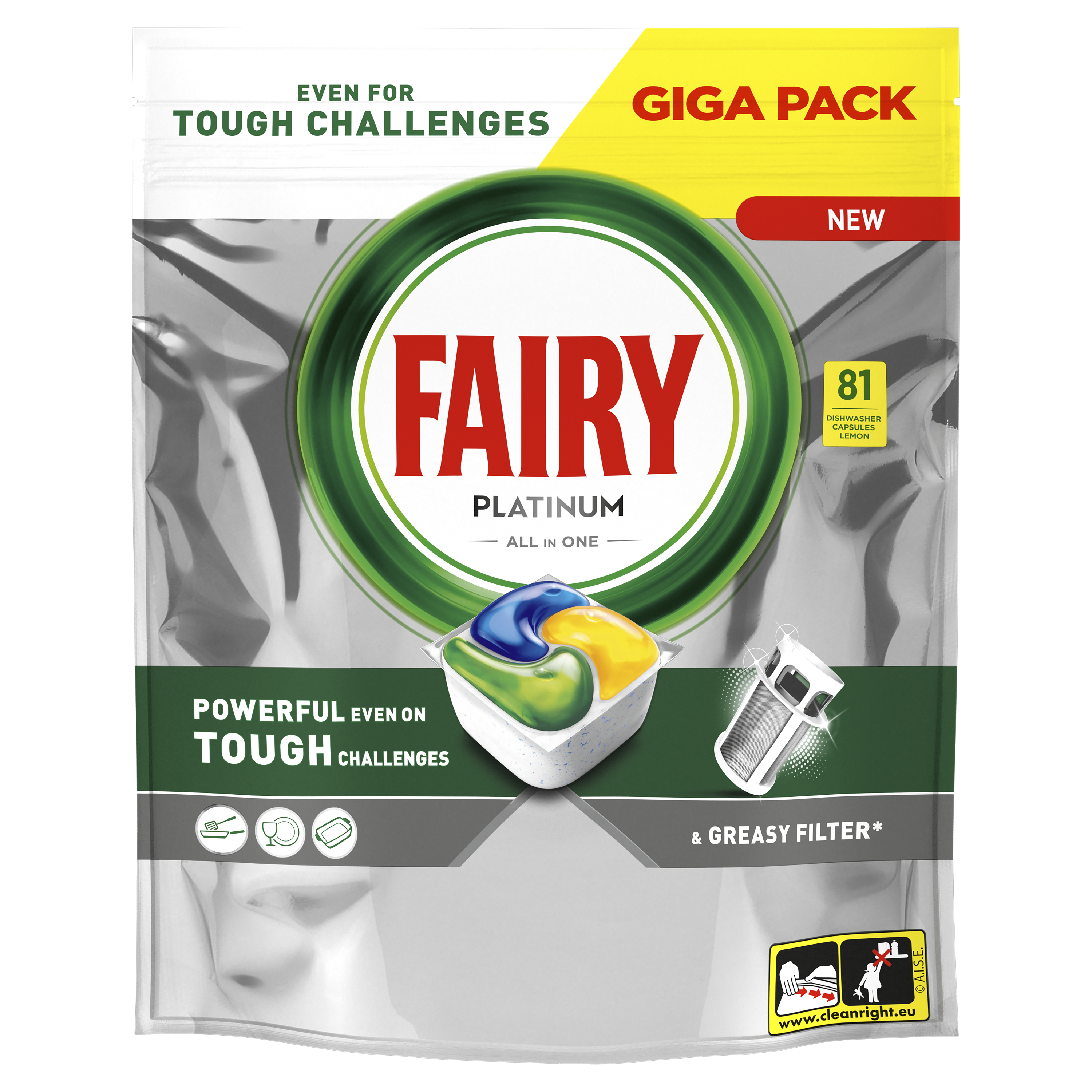 Fairy Platinum All In One Kapsułki do zmywarki Cytryna 81 szt.
