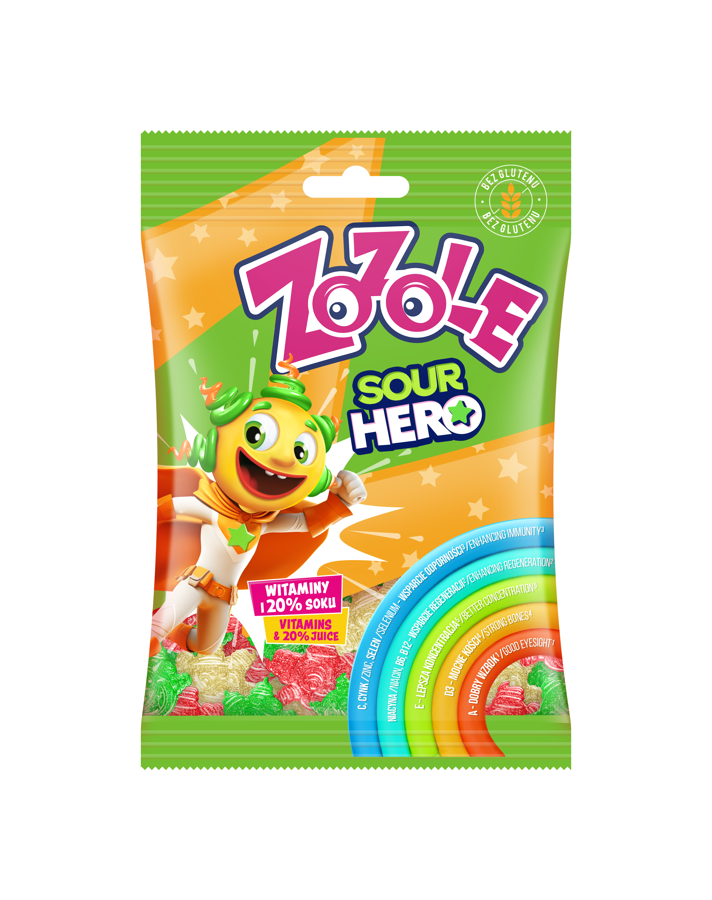 Żelki Zozole Sour Hero z Witaminami 75g MIESZKO