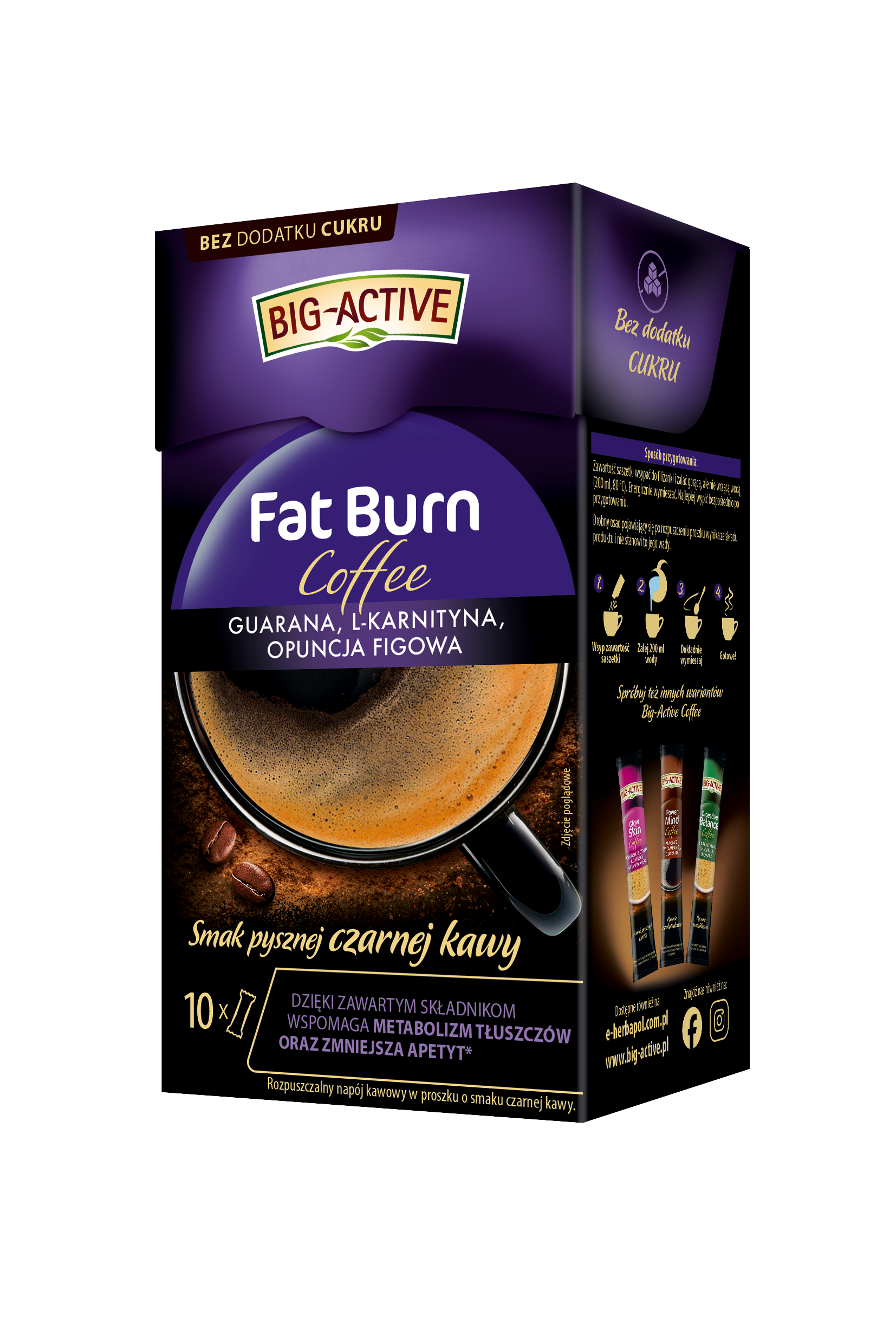 Big Active Rozpuszczalny napój kawowy Fat Burn 10 tb × 10 g