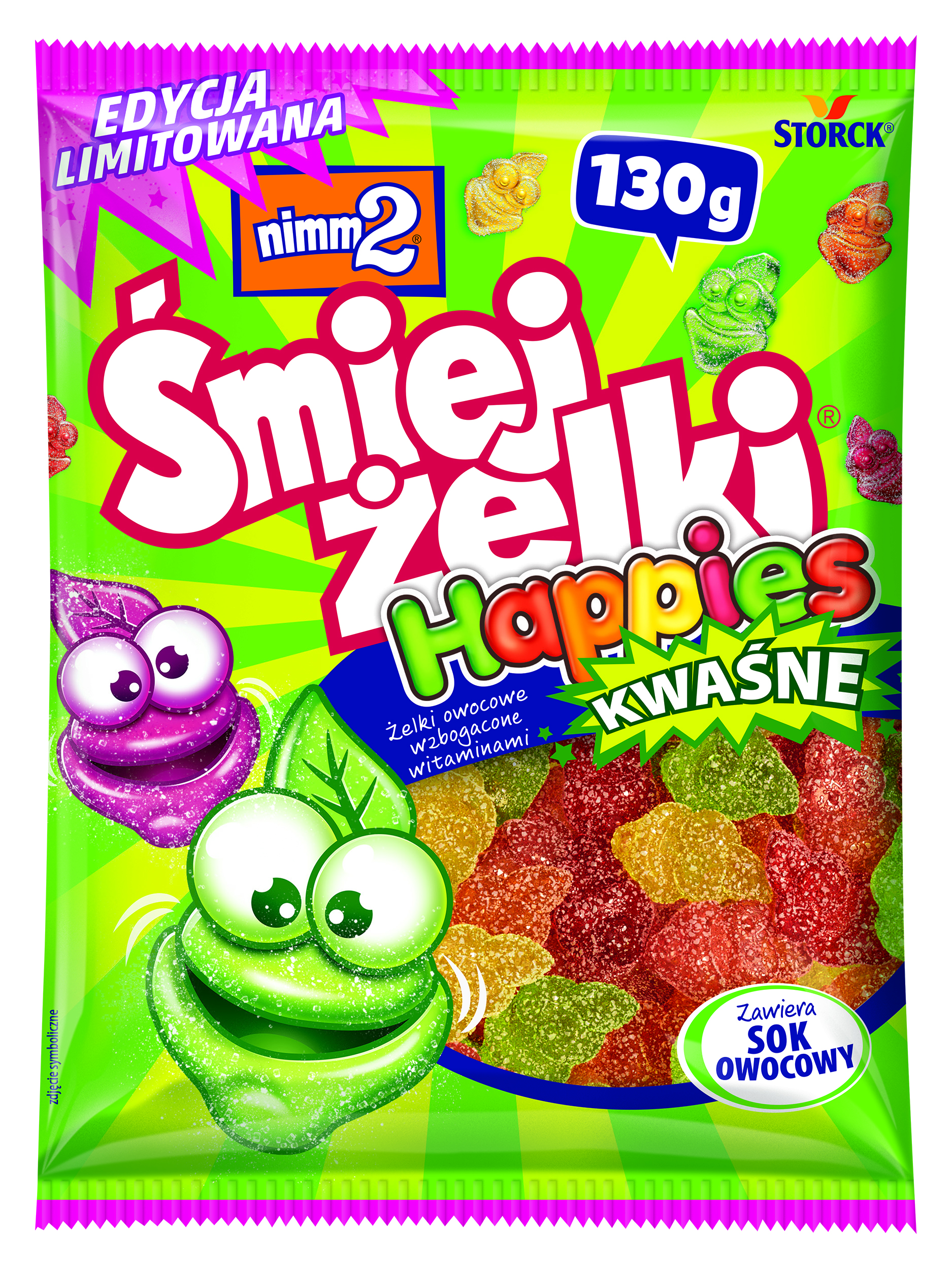Nimm2 Śmiejżelki Happies Kwaśne 130g