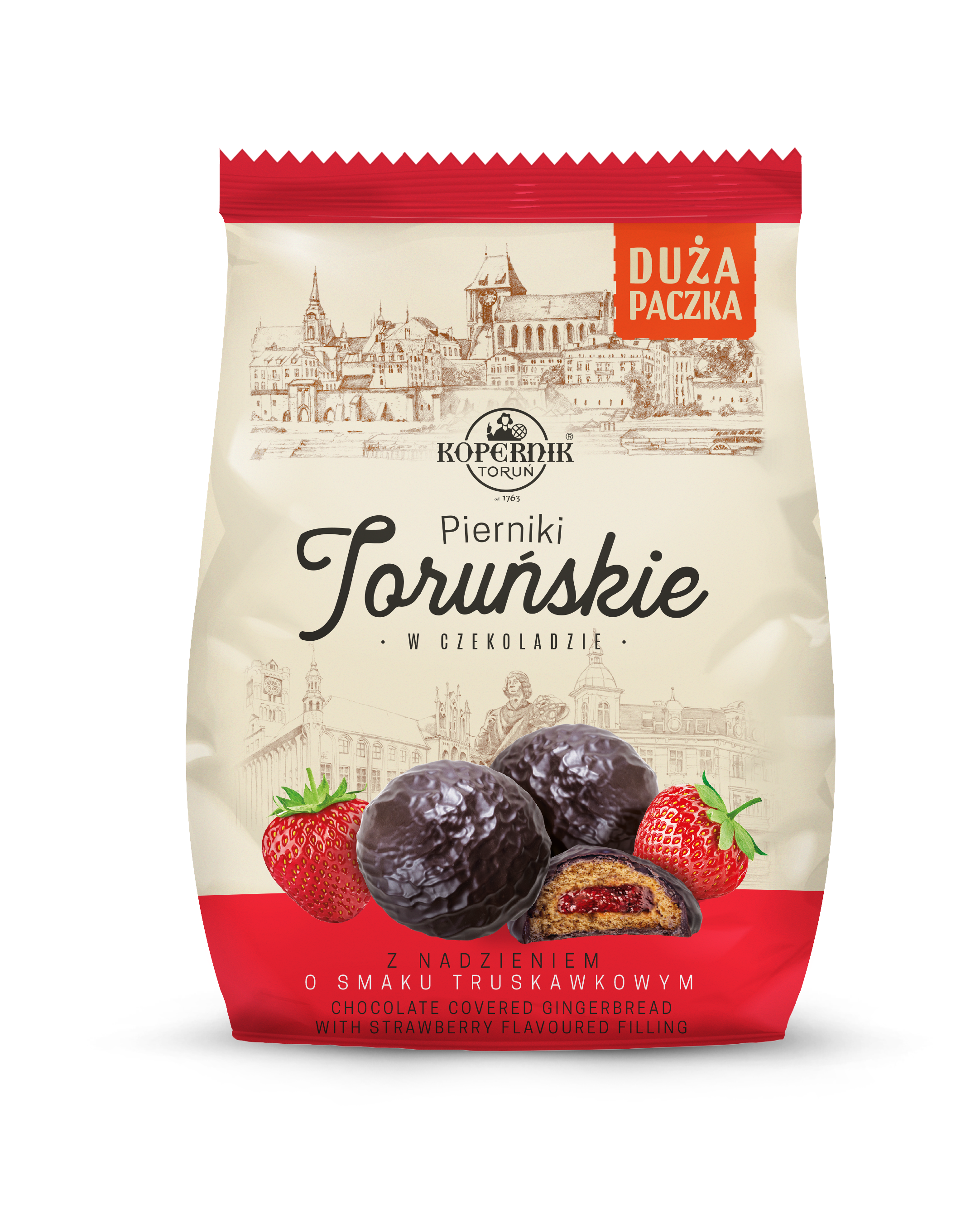 Kopernik Toruńskie Pierniki w czekoladzie deserowej Truskawka 300g