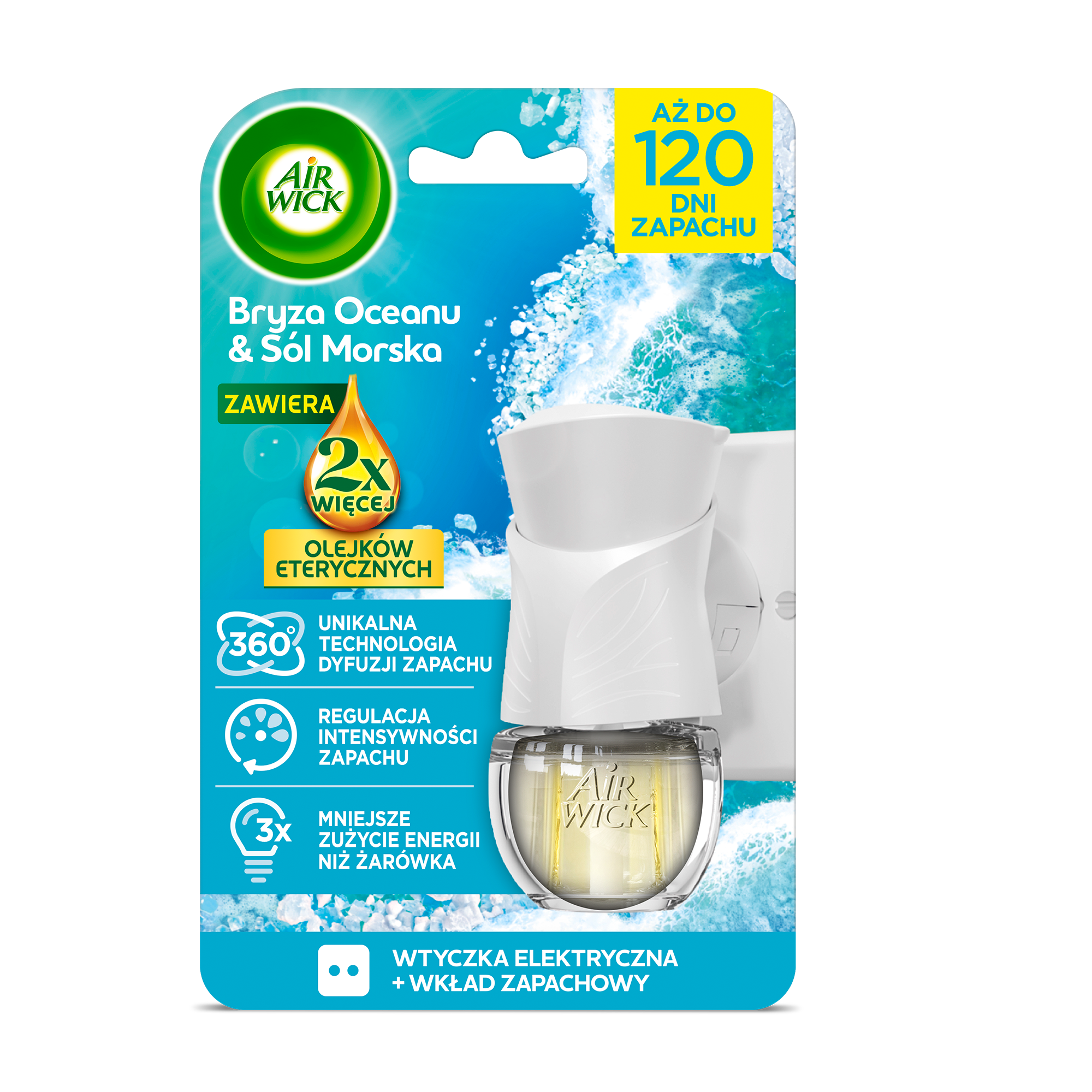 Air Wick Elektryczny odświeżacz powietrza Bryza Oceanu i Sól Morska Komplet 19 ml