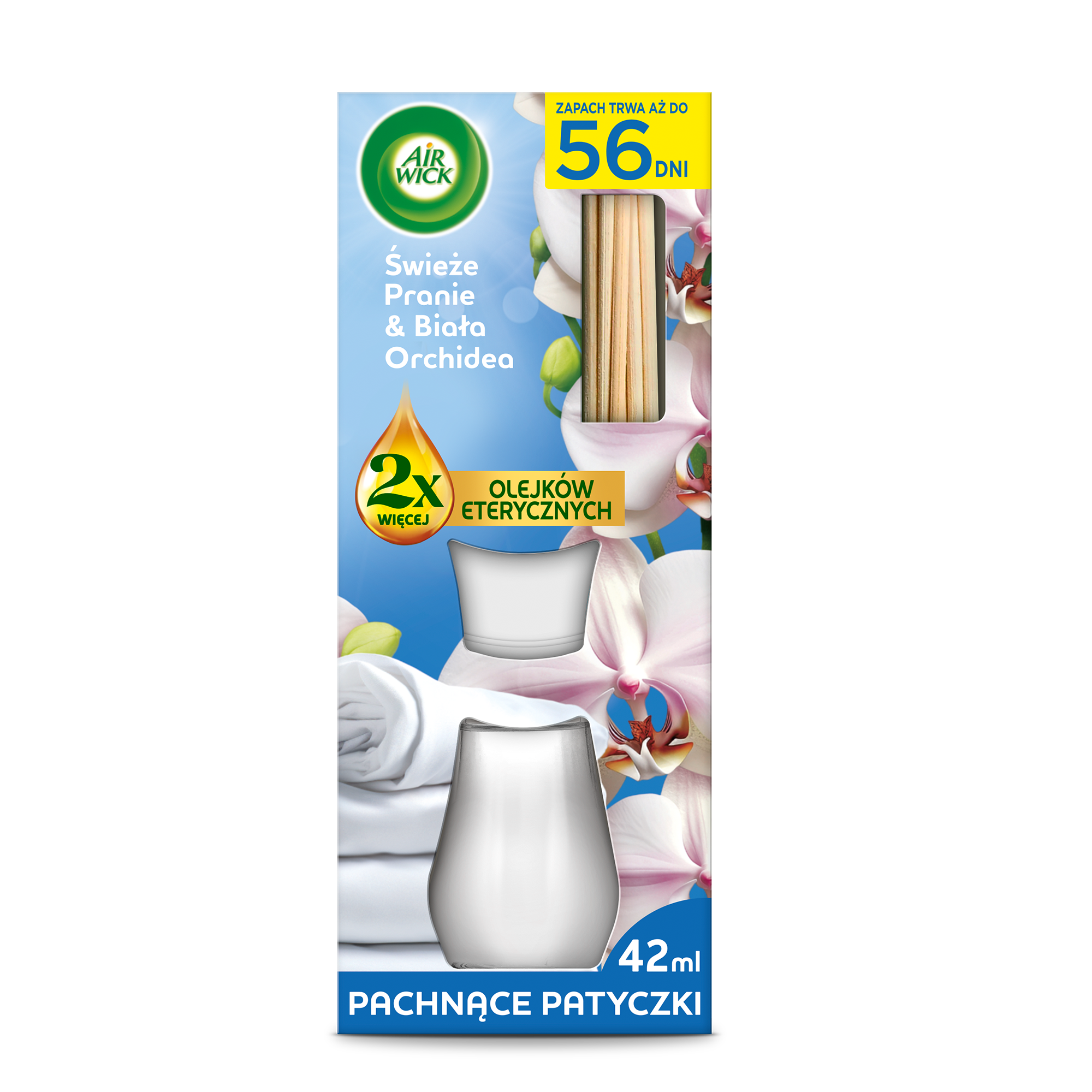 Air Wick Patyczki zapachowe Świeże Pranie i Biała Orchidea 42 ml