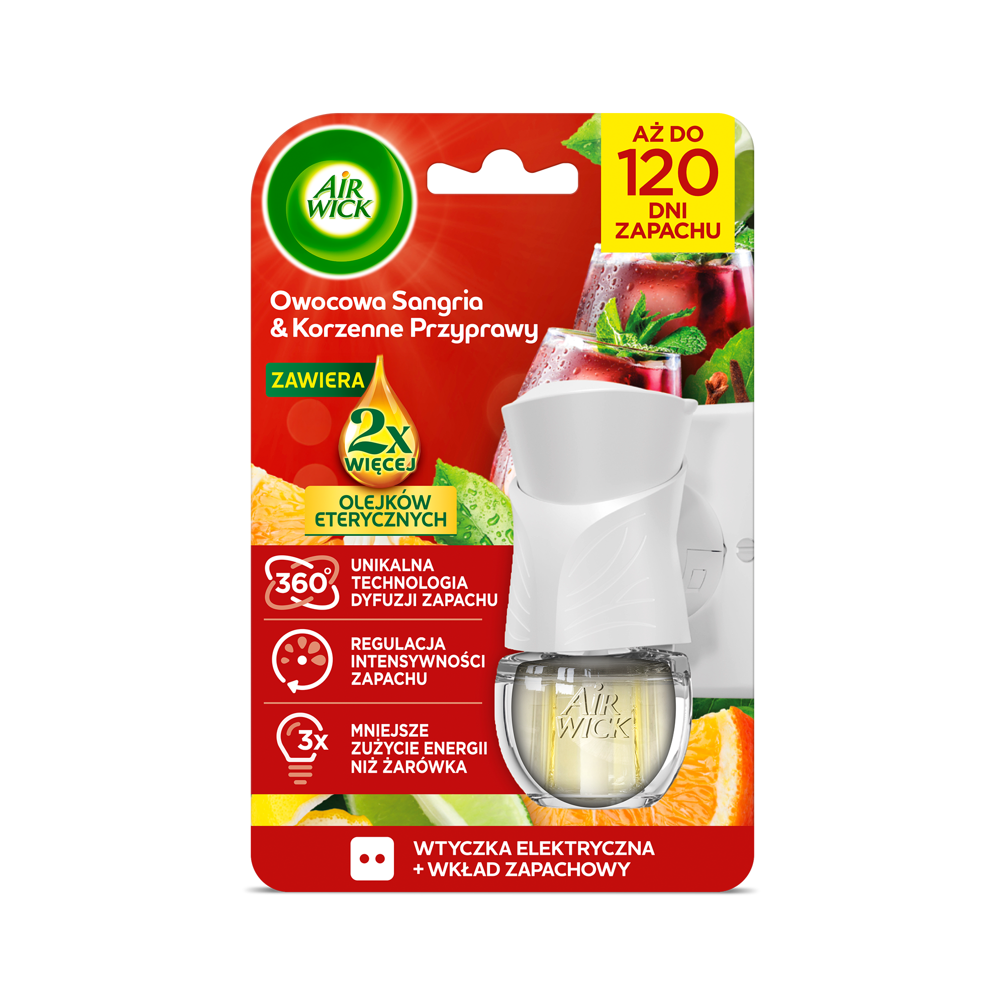 Air Wick Elektryczny odświeżacz powietrza Owocowa Sangria z Przyprawami Komplet 19 ml