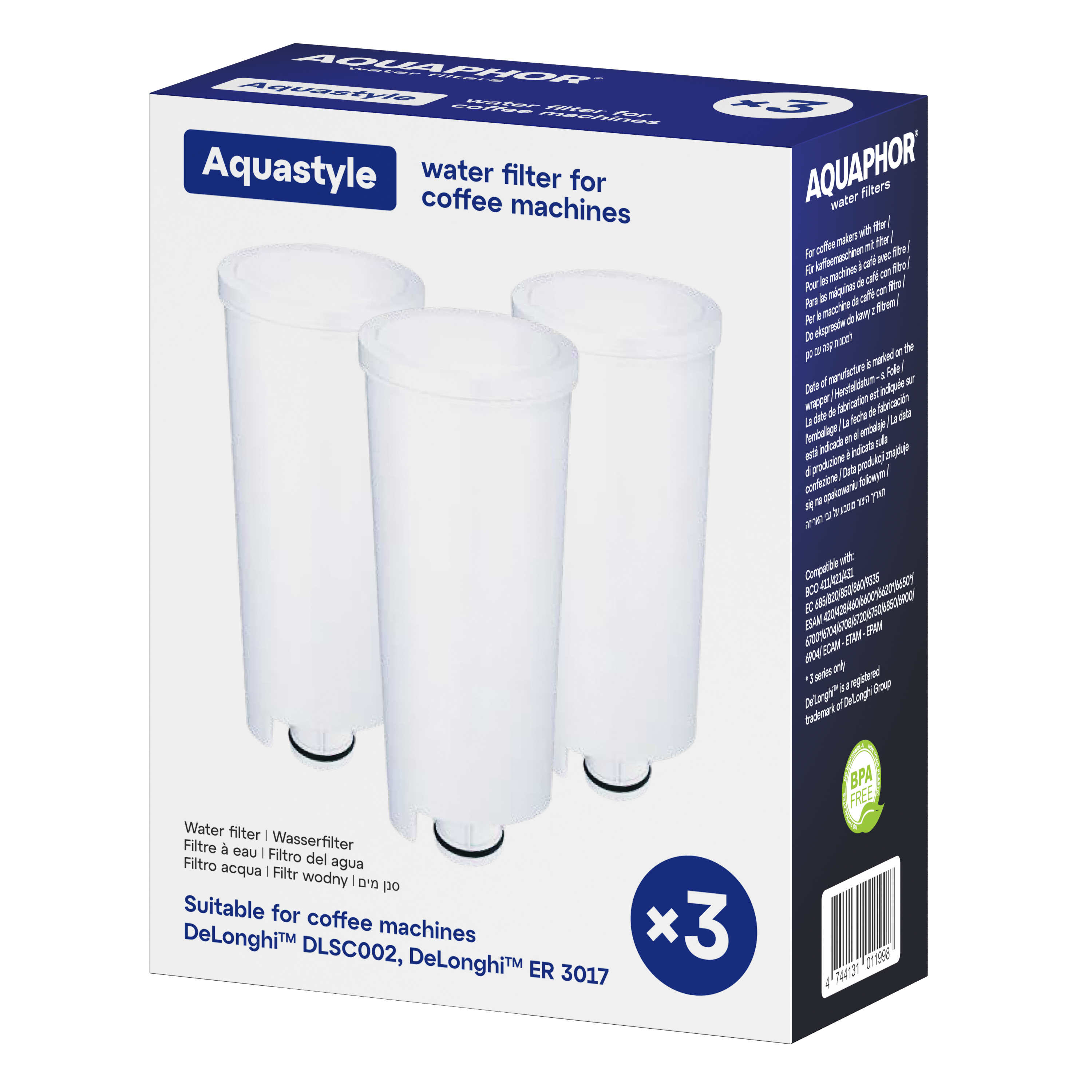 Filtr Aquaphor Aquastyle do ekspresów De'Longhi 3 szt.