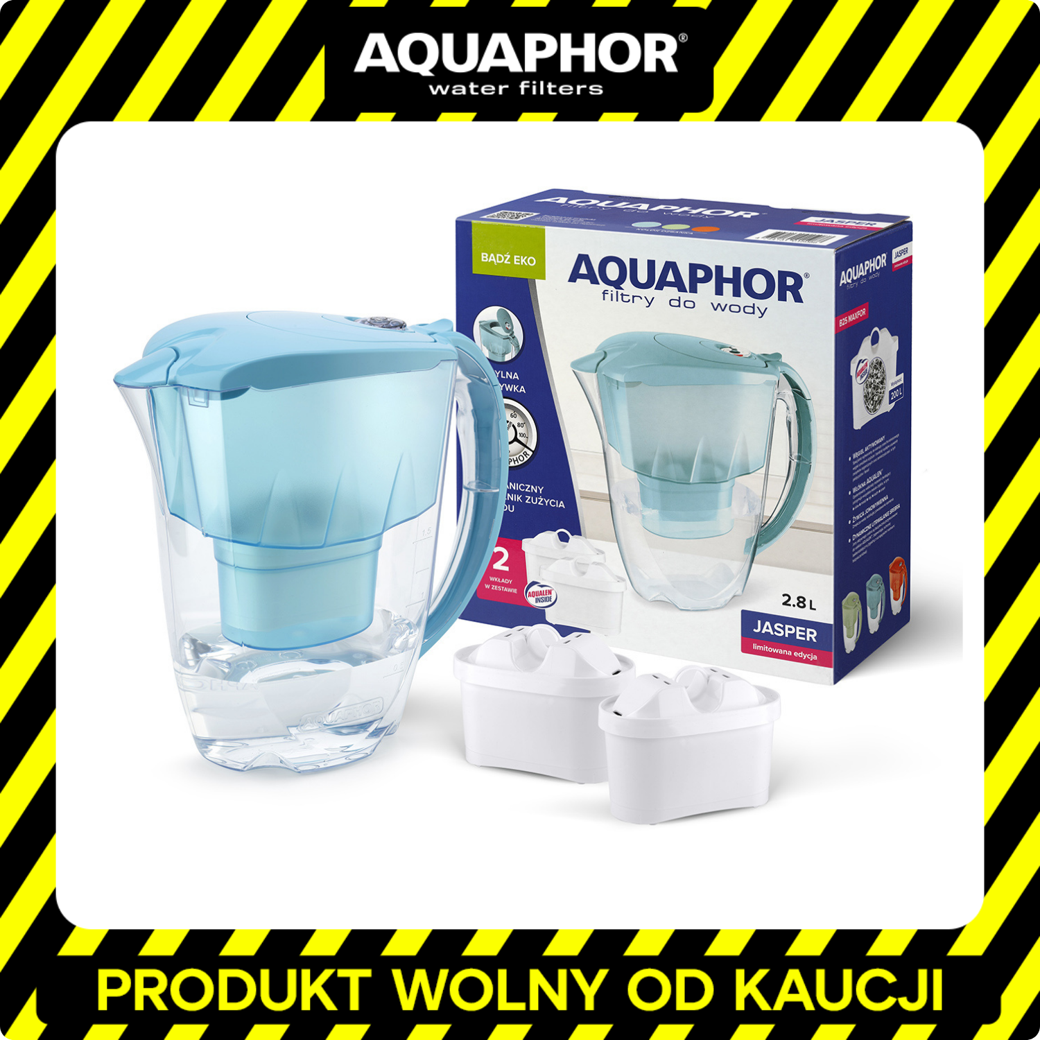 Dzbanek filtrujący Aquaphor Jasper 2,8l + 2 wkłady Maxfor+. Kolor morski