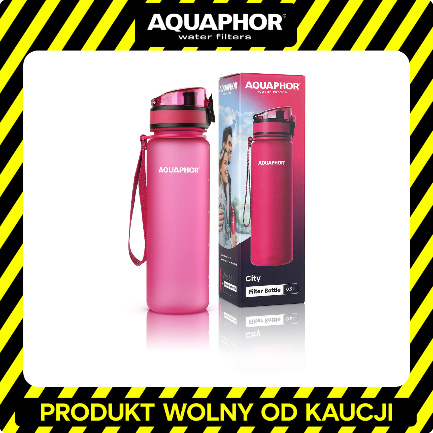 Butelka filtrująca Aquaphor CITY Tritan 0,5l kolor różowy i wkład filtrujący