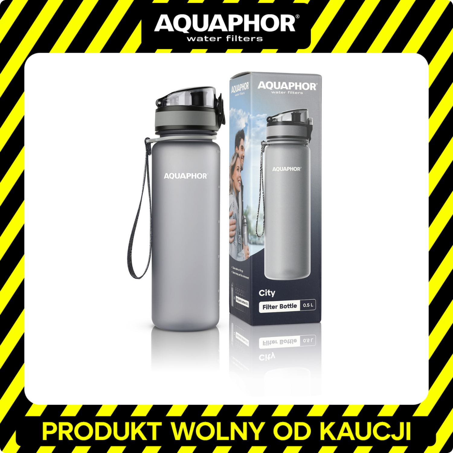 Butelka filtrująca Aquaphor CITY Tritan 0,5l kolor szary i wkład filtrujący