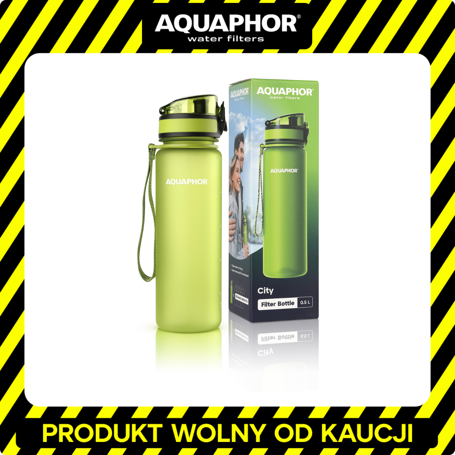 Butelka filtrująca Aquaphor CITY Tritan 0,5l kolor limonka i wkład filtrujący