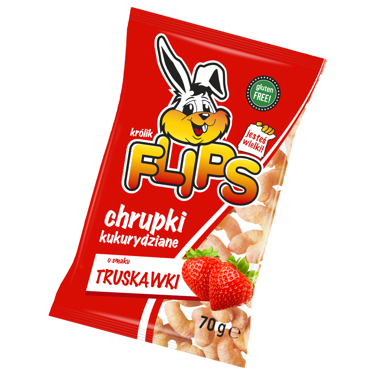 Flips Chrupki Kukurydziane o Smaku Truskawkowym 70g Sante