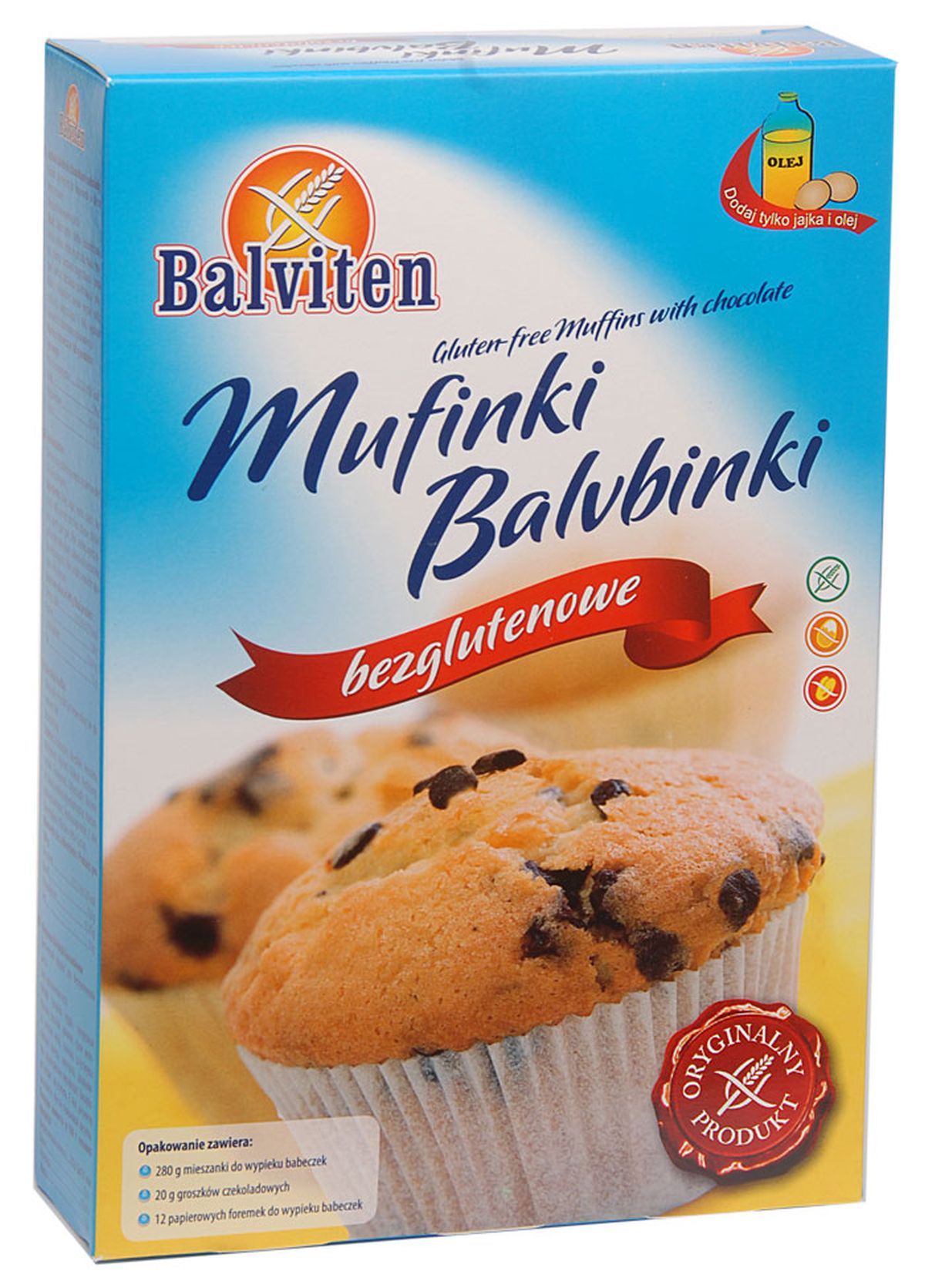 Balviten Mufinki Balvbinki z kawałkami czekolady 280g.