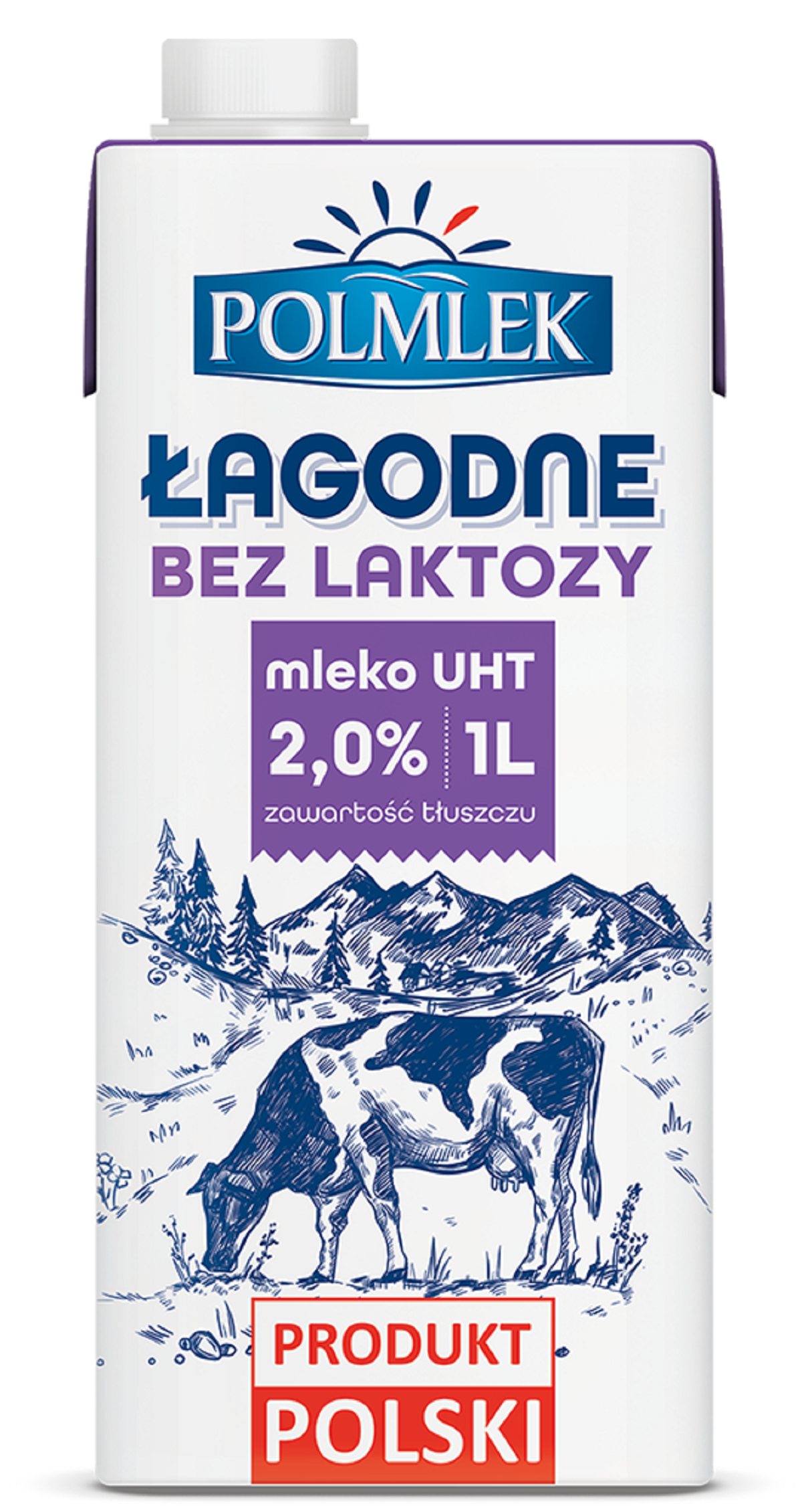 Polmlek Mleko Łagodne bez laktozy 2% 1 l