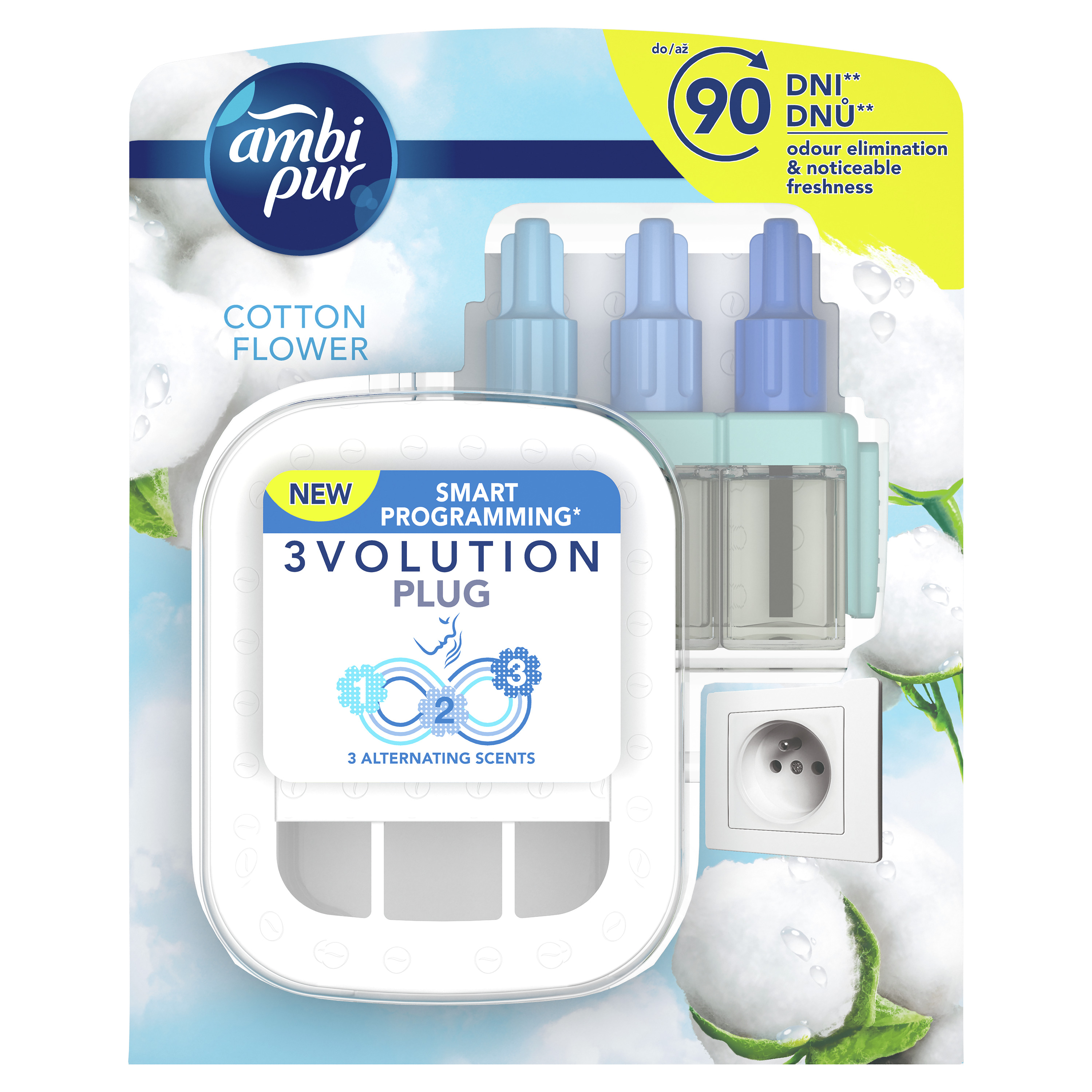 Ambi Pur 3Volution Cotton Elektryczny odświeżacz powietrza, zestaw startowy, 20 ml